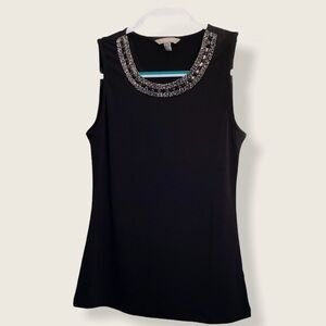 Banana Republic blouse sleeveless embellished round neckline size small